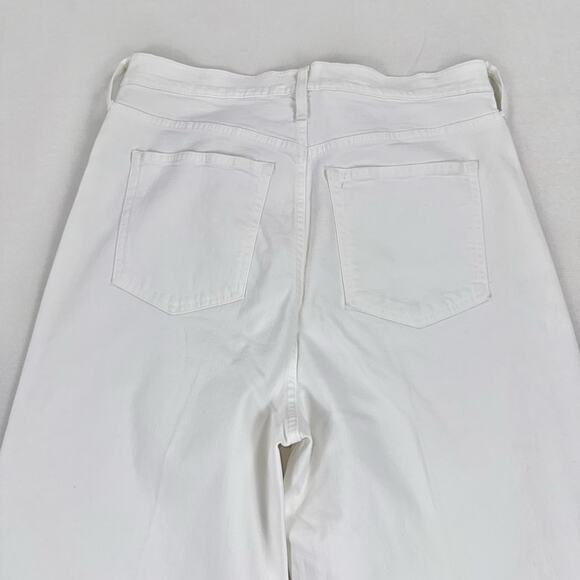 J Crew Women's High Rise Denim Trouser Jean Size 32 White Wide Leg - Picture 8 of 16